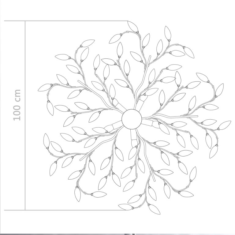 Stropna svjetiljka s akrilnim lišćem za 5 žarulja E14 ljubičasta