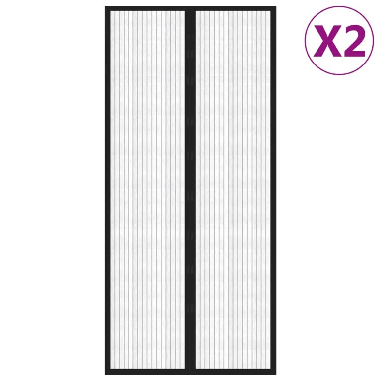 Zastori protiv insekata 2 kom s magnetima 210 x 90 cm crni