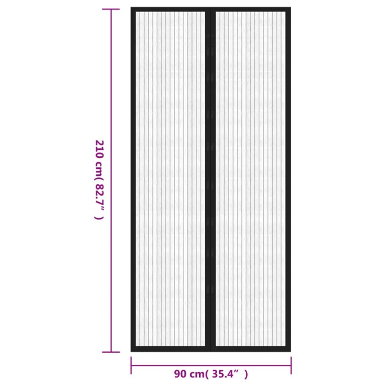 Zastori protiv insekata 2 kom s magnetima 210 x 90 cm crni