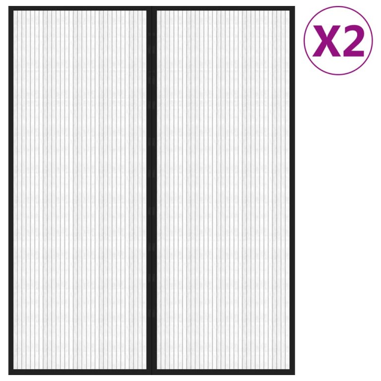 Zastori protiv insekata 2 kom s magnetima 230 x 160 cm crni