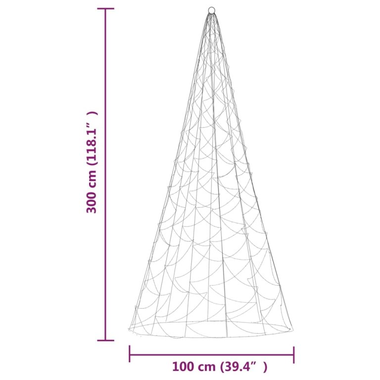 Božićno drvce na stijegu 500 LED žarulja tople bijele 300 cm