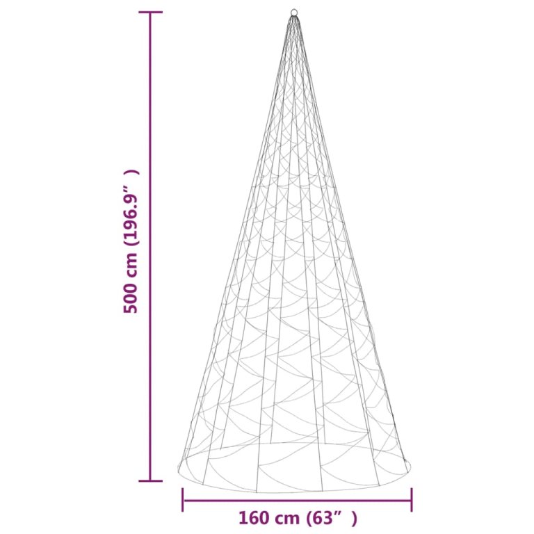 Božićno drvce na stijegu 1400 plavih LED žarulja 500 cm