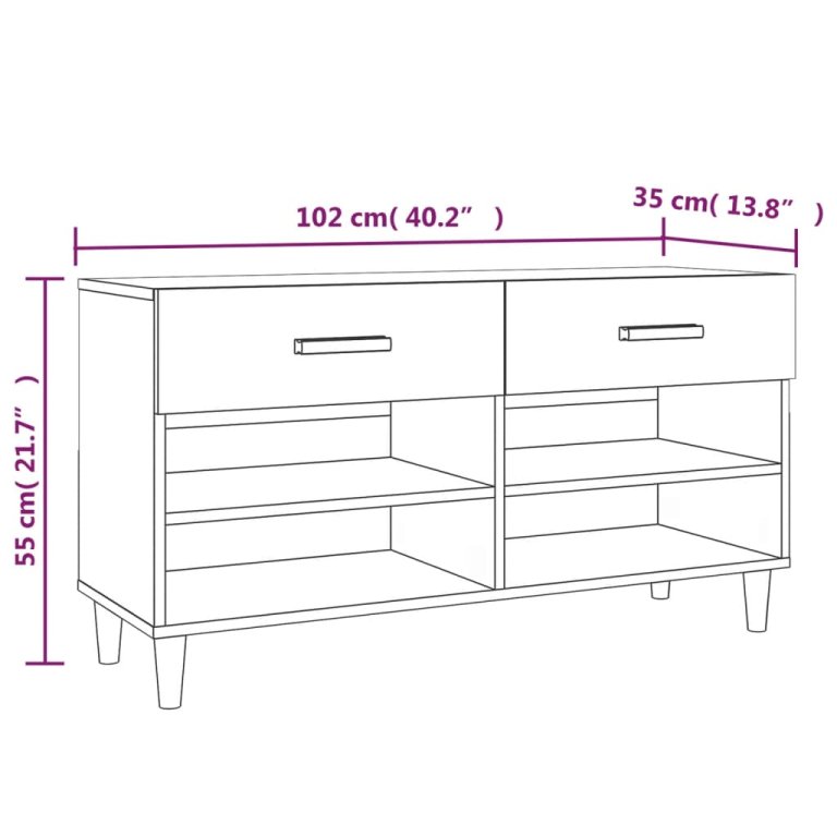 Ormarić za cipele bijeli 102 x 35 x 55 cm od konstruiranog drva