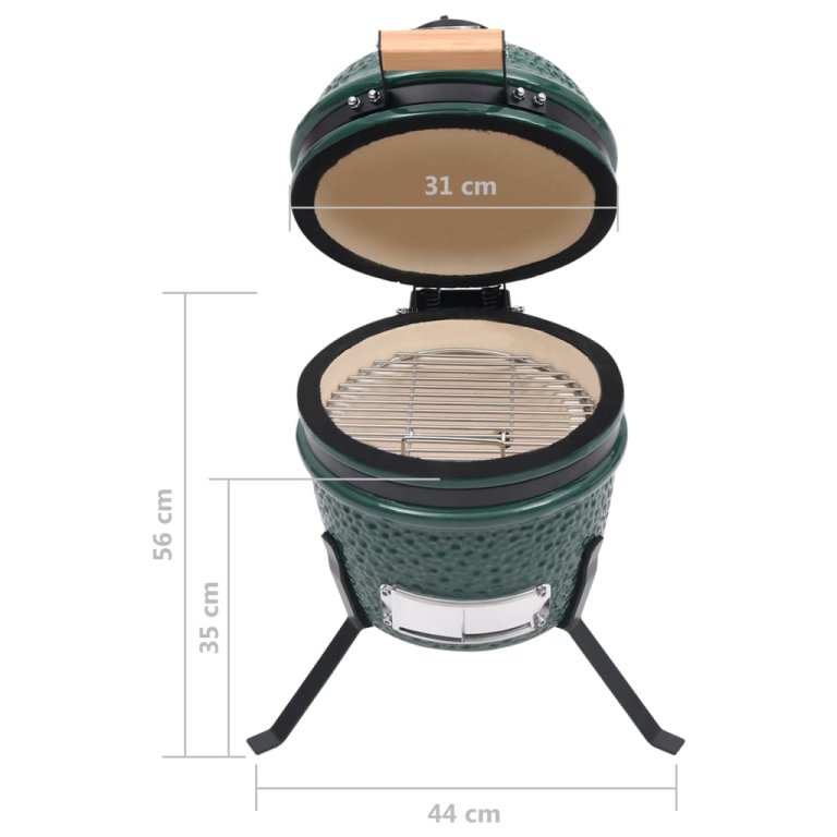 2-u-1 roštilj s pušnicom Kamado keramički 56 cm zeleni