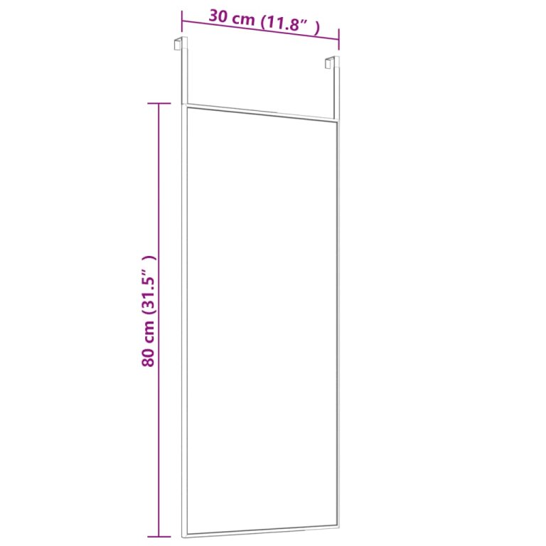 Ogledalo za vrata crno 30x80 cm od stakla i aluminija