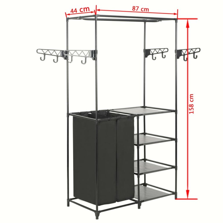 Stalak za odjeću od čelika i netkane tkanine 87x44x158 cm crni