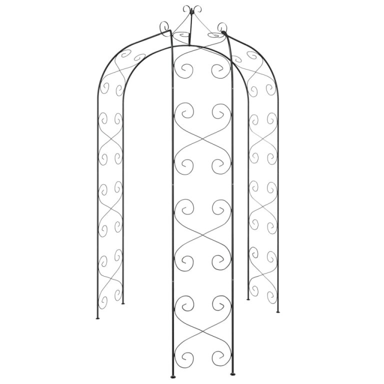 Vrtni luk crni Ø 180 x 255 cm čelični