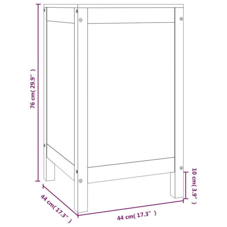 Kutija za rublje siva 44 x 44 x 76 cm od masivne borovine