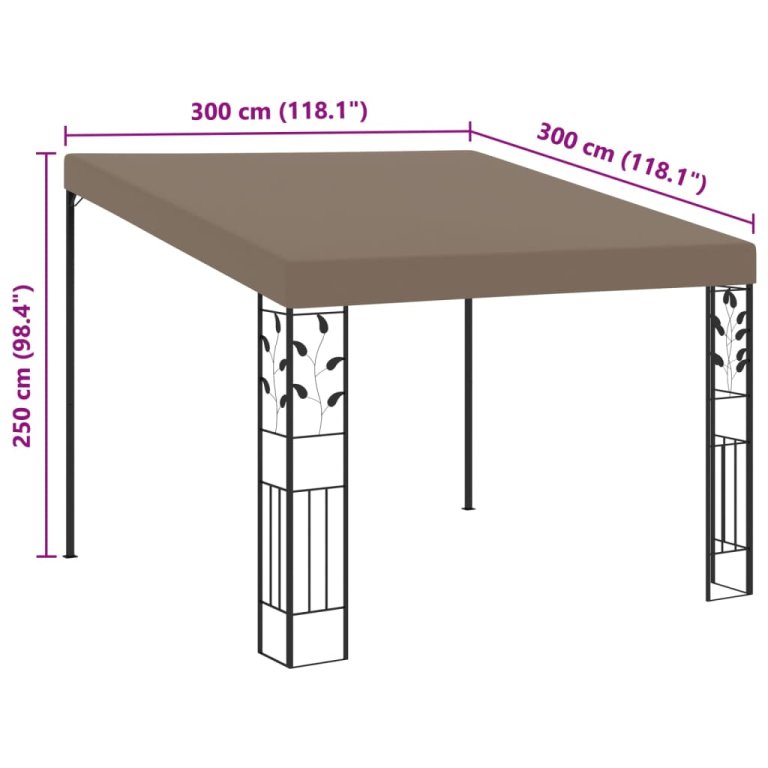 Zidna sjenica 3 x 3 x 2,5 m smeđe-siva