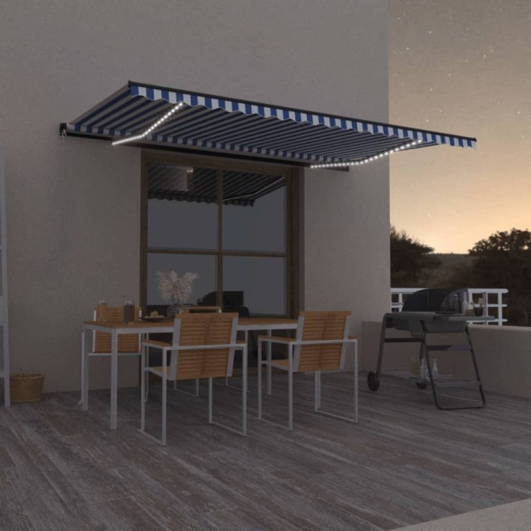 Tenda na ručno uvlačenje LED 500 x 350 cm plavo-bijela