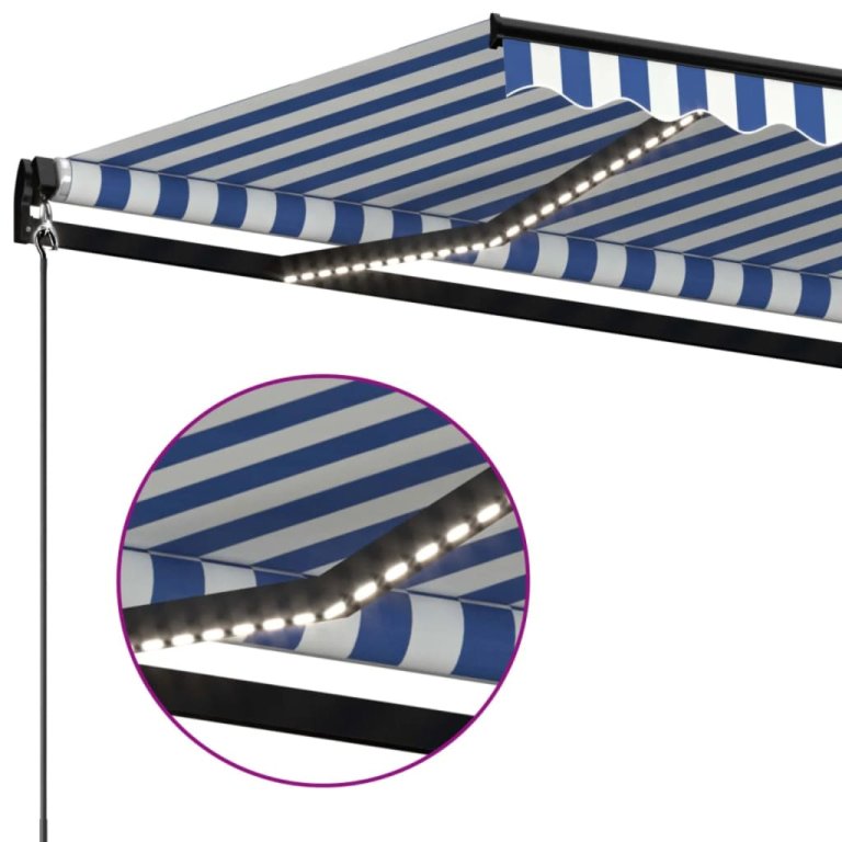 Tenda na ručno uvlačenje LED 500 x 350 cm plavo-bijela