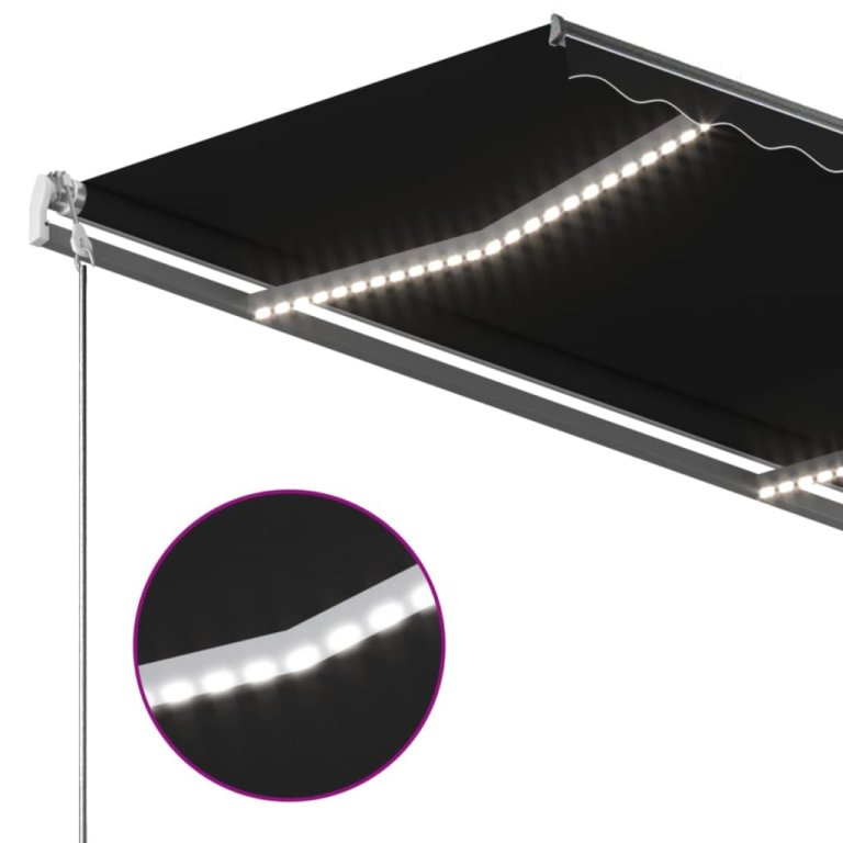 Tenda na ručno uvlačenje s LED svjetlima 350 x 250 cm antracit