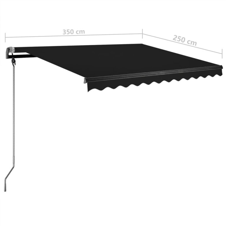 Tenda na ručno uvlačenje s LED svjetlima 350 x 250 cm antracit