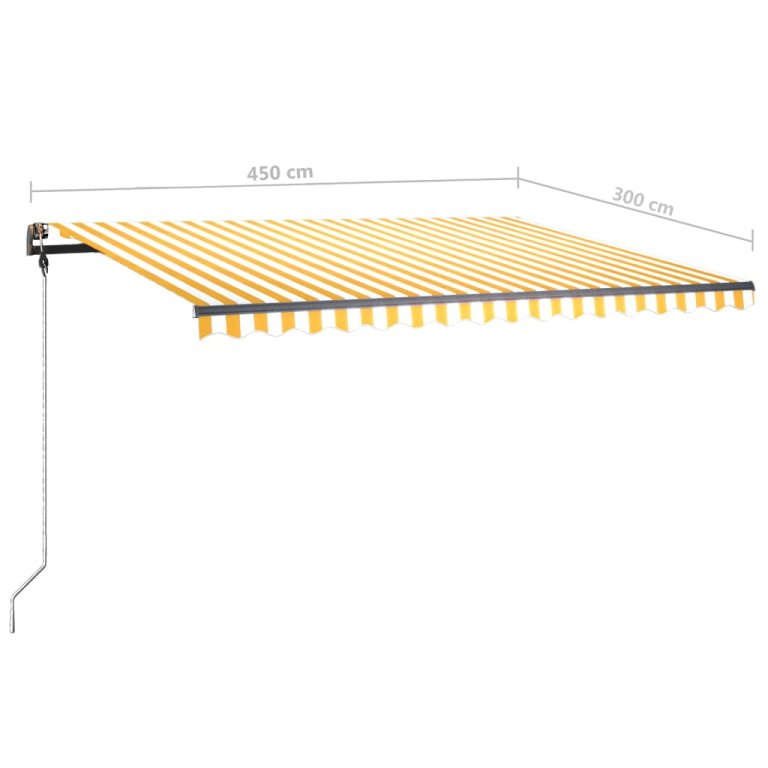 Samostojeća tenda na ručno uvlačenje 450 x 300 cm žuto-bijela