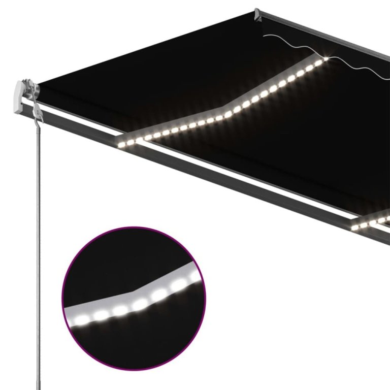 Tenda na ručno uvlačenje s LED svjetlima 450 x 300 cm antracit