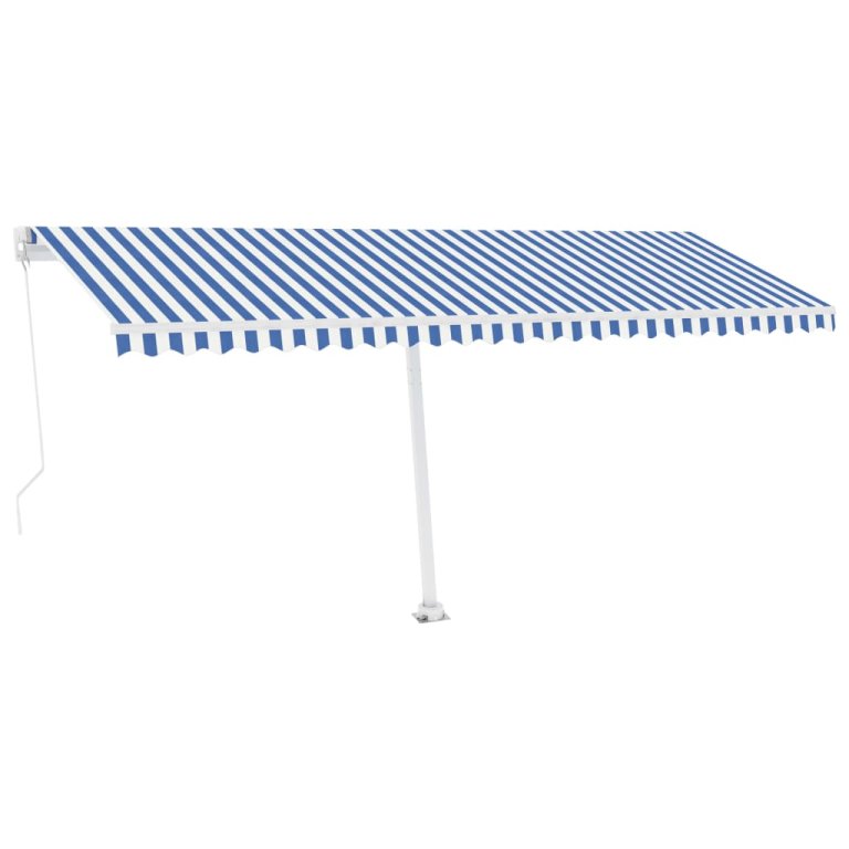 Tenda na ručno uvlačenje LED 500 x 350 cm plavo-bijela