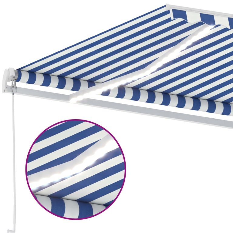 Tenda na ručno uvlačenje LED 500 x 350 cm plavo-bijela