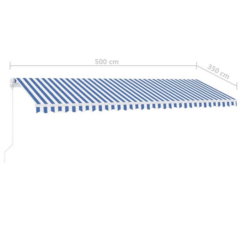 Tenda na ručno uvlačenje LED 500 x 350 cm plavo-bijela