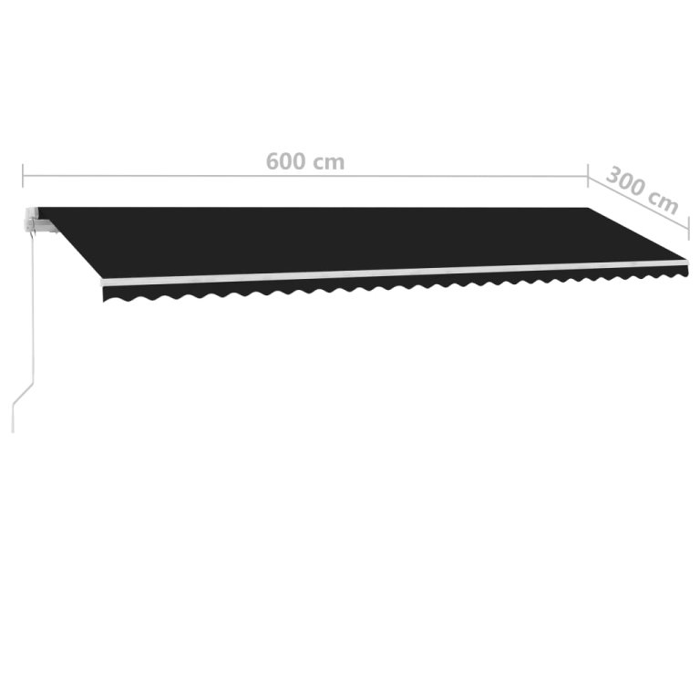 Samostojeća tenda na ručno uvlačenje 600 x 300 cm antracit