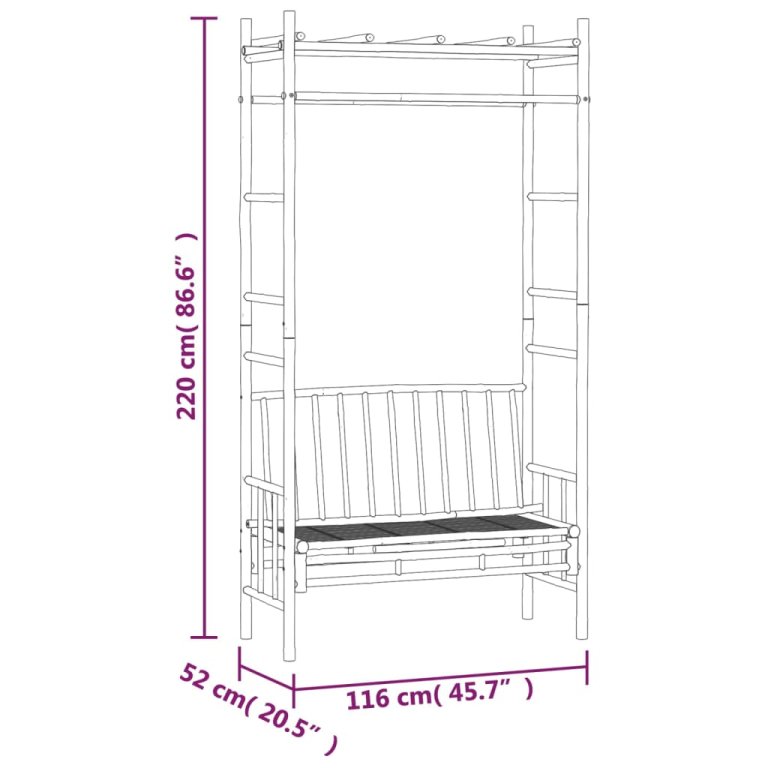 Vrtna klupa s pergolom 116 cm od bambusa