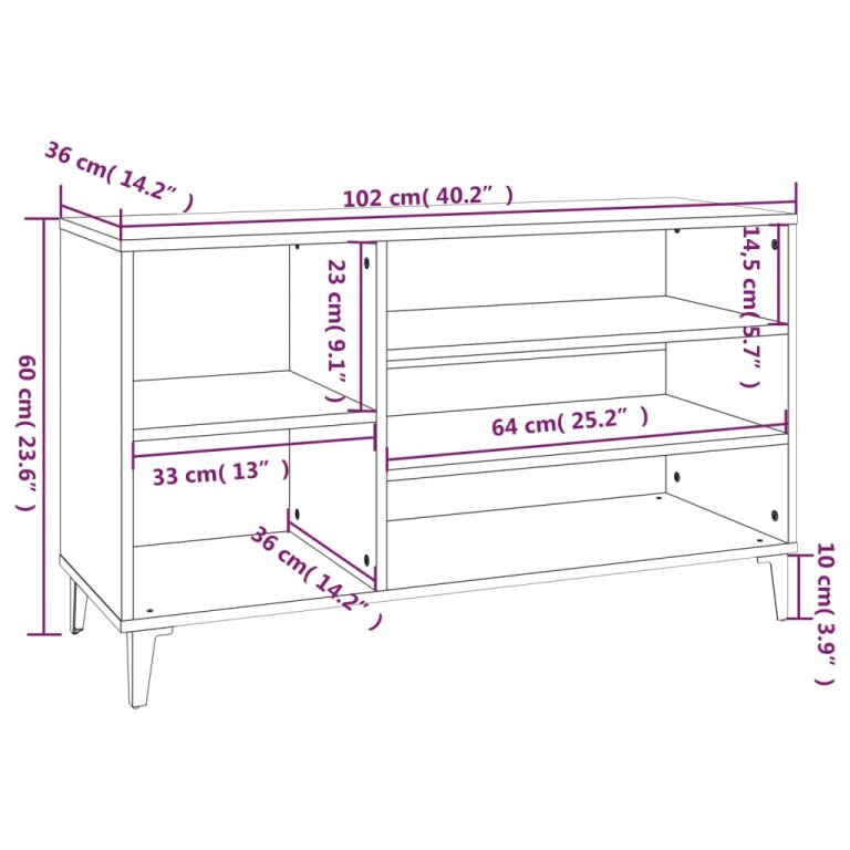 Ormarić za cipele crni 102 x 36 x 60 cm od konstruiranog drva