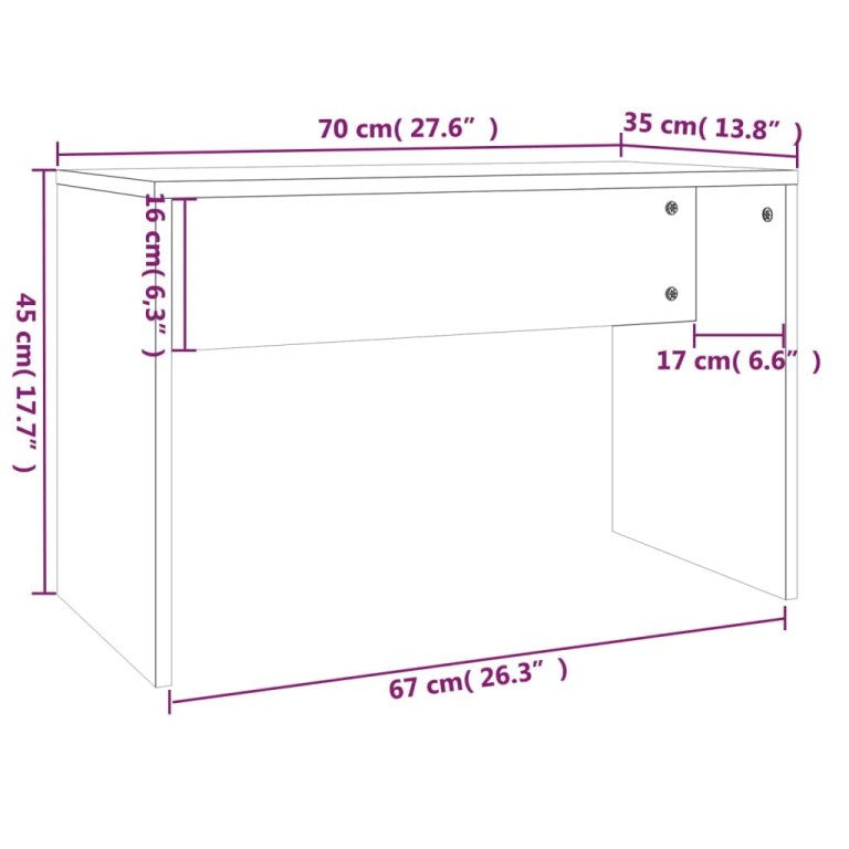 Set toaletni stolić siva boja betona 86,5x35x136 cm