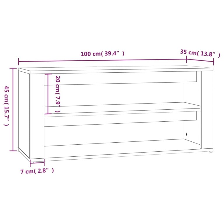 Stalak za cipele boja hrasta 100 x 35 x 45 cm konstruirano drvo