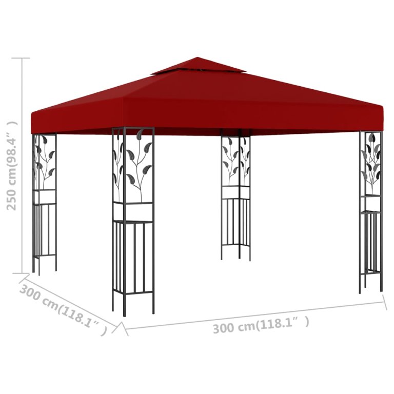 Sjenica 3 x 3 m crvena boja vina