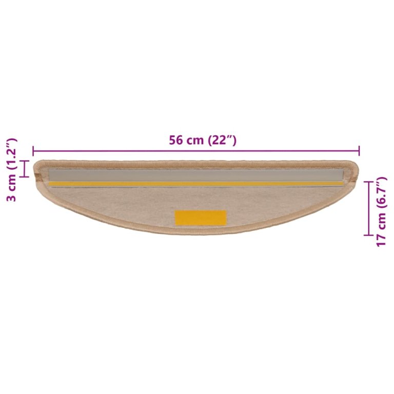 Samoljepljivi otirači za stepenice 15 kom 56x17x3 cm svjetlobež