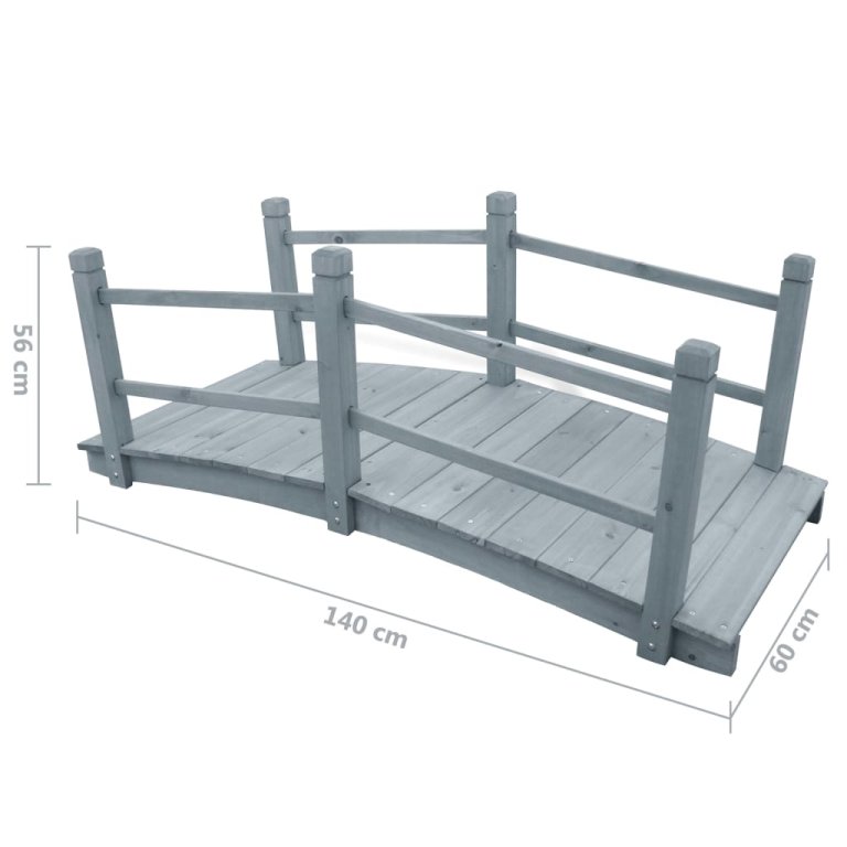 Vrtni most sivi 140 x 60 x 56 cm od masivne jelovine