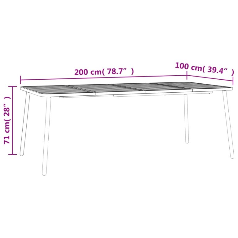 Vrtni stol antracit 200x100x71 cm čelični