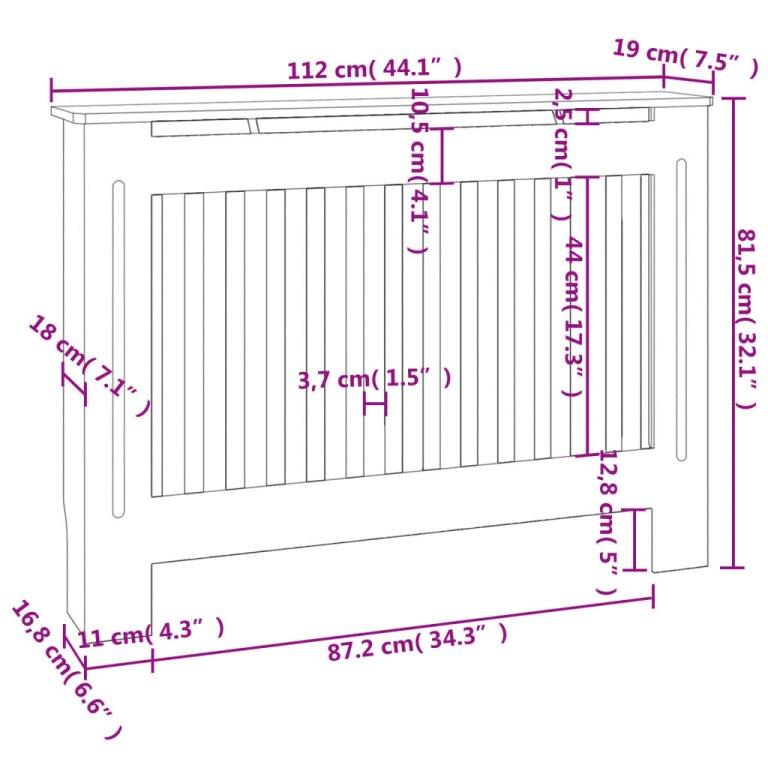 Pokrov za radijator 112 x 19 x 81,5 cm MDF