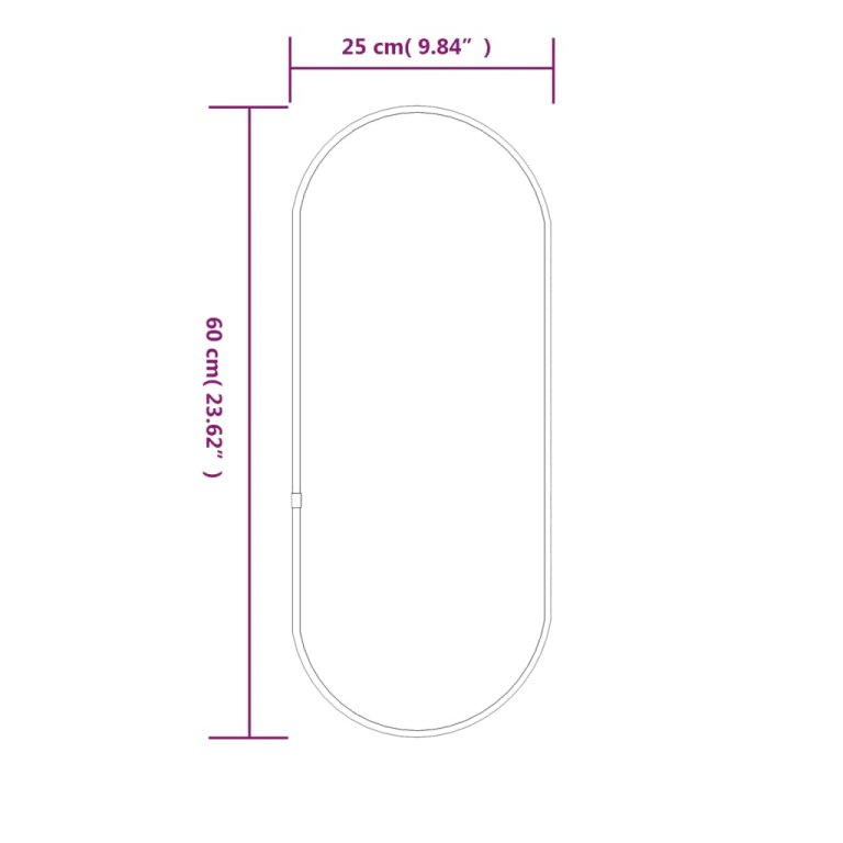 Zidno ogledalo crna 60x25 cm ovalno