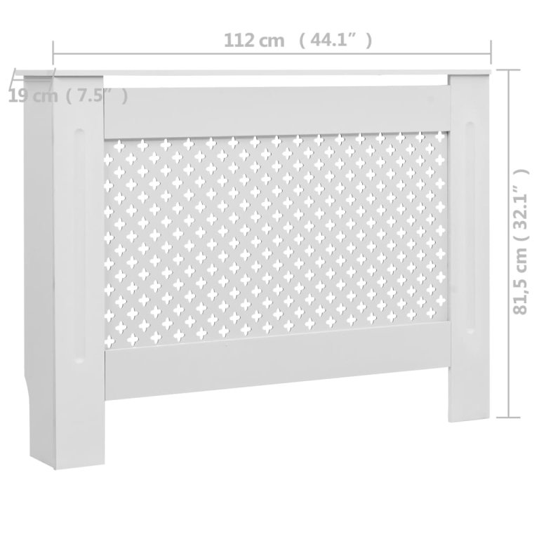 Pokrovi za radijator 2 kom bijeli 112 x 19 x 81,5 cm MDF