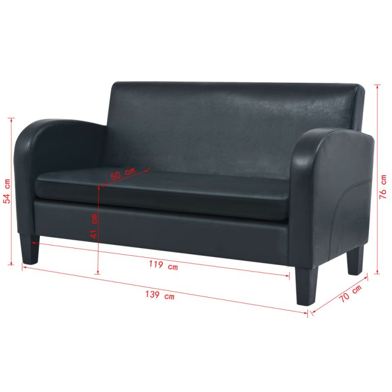 2-dijelni set sofa od umjetne kože crni