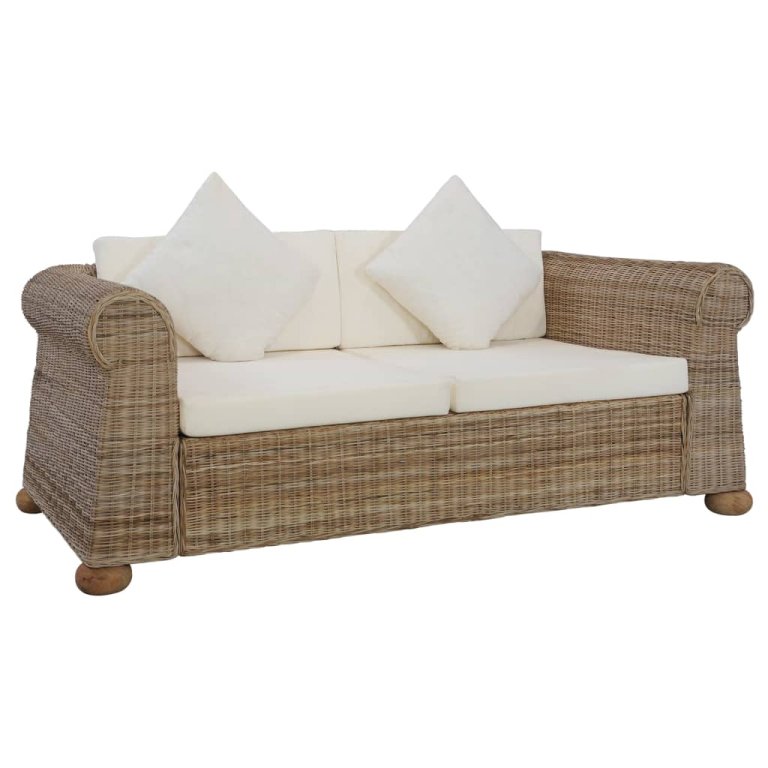 2-dijelni set sofa od prirodnog ratana s jastucima