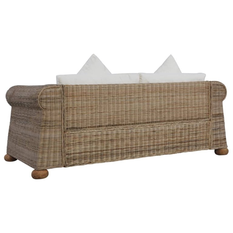 2-dijelni set sofa od prirodnog ratana s jastucima