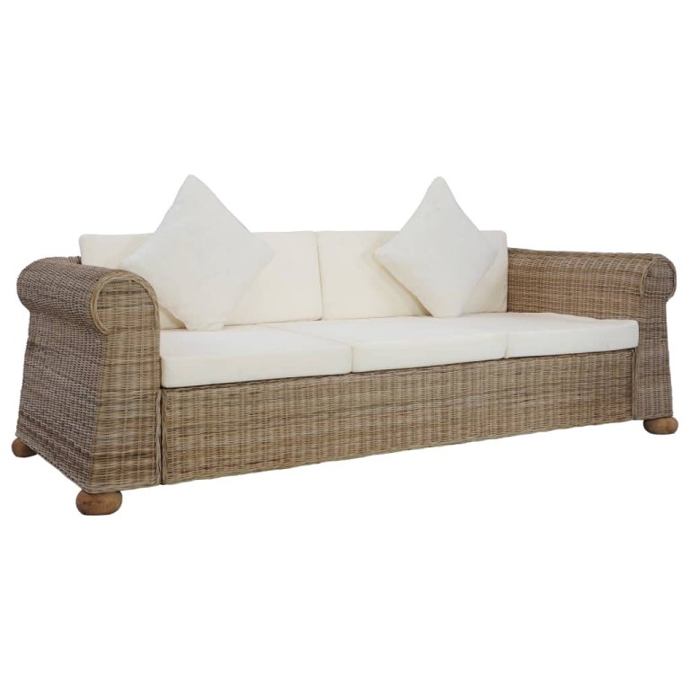 2-dijelni set sofa od prirodnog ratana s jastucima