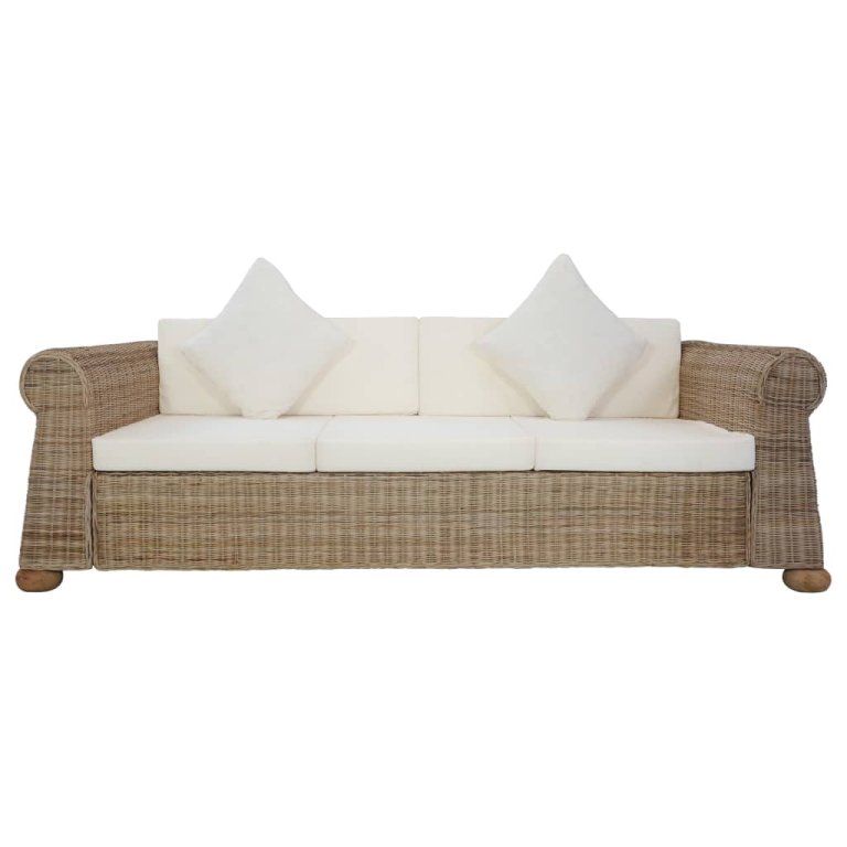 2-dijelni set sofa od prirodnog ratana s jastucima