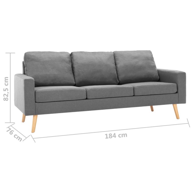 2-dijelni set sofa od tkanine svjetlosivi