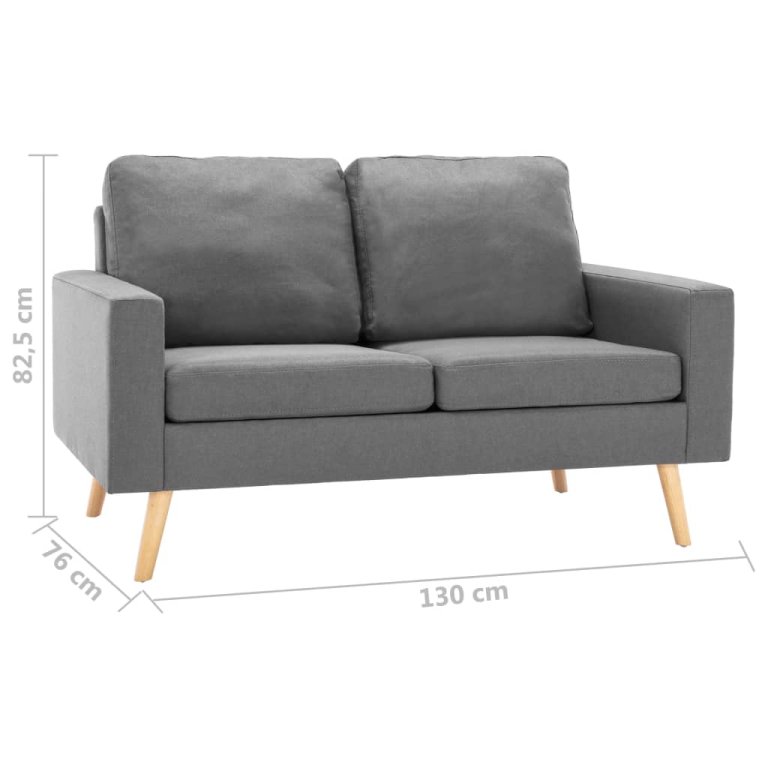 2-dijelni set sofa od tkanine svjetlosivi