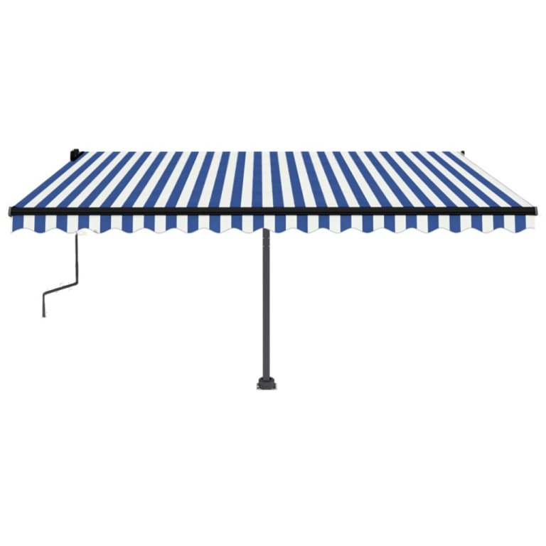 Tenda na ručno uvlačenje s LED svjetlom 450x350 cm plavo-bijela