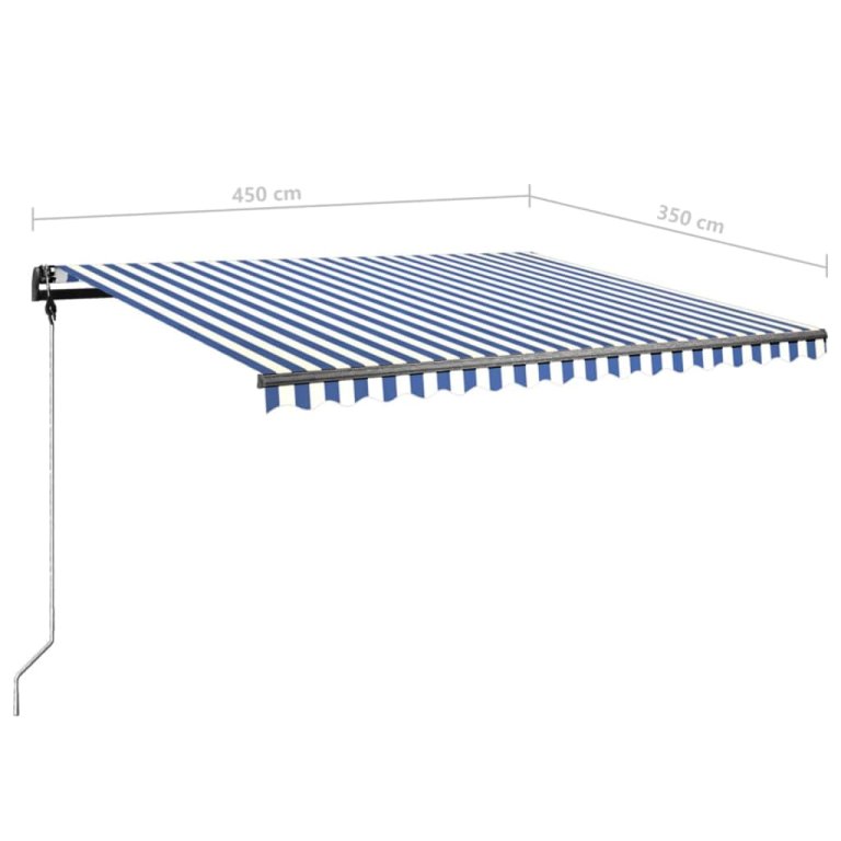 Tenda na ručno uvlačenje s LED svjetlom 450x350 cm plavo-bijela