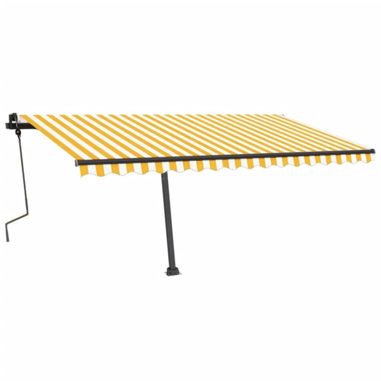 Tenda na ručno uvlačenje s LED svjetlima 450x350 cm žuto-bijela