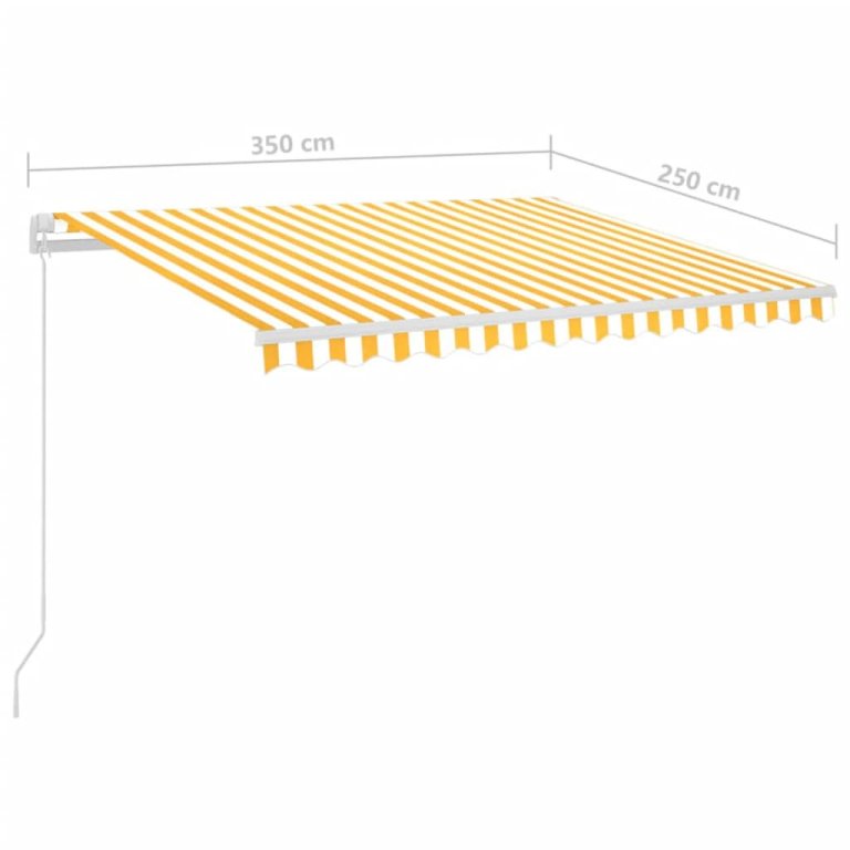 Automatska tenda sa senzorom za vjetar LED 3,5x2,5m žuto-bijela