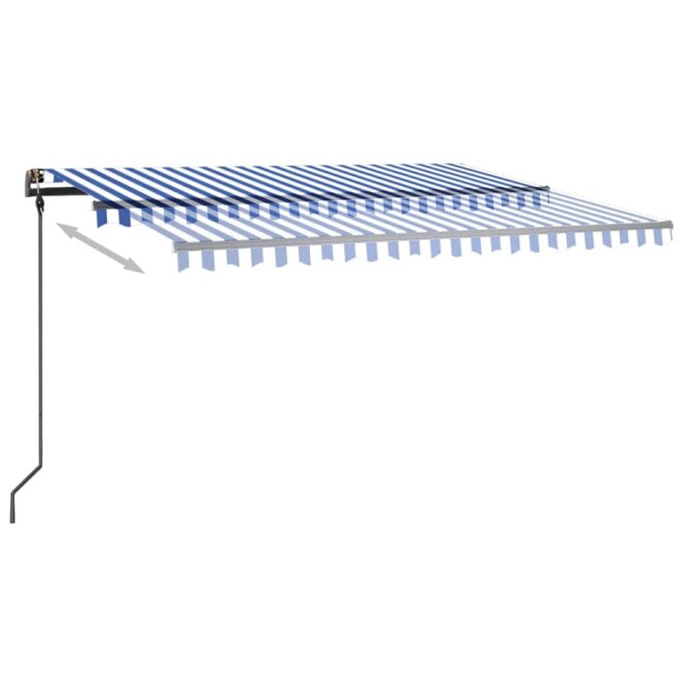 Automatska tenda sa senzorom za vjetar LED 4x3 m plavo-bijela