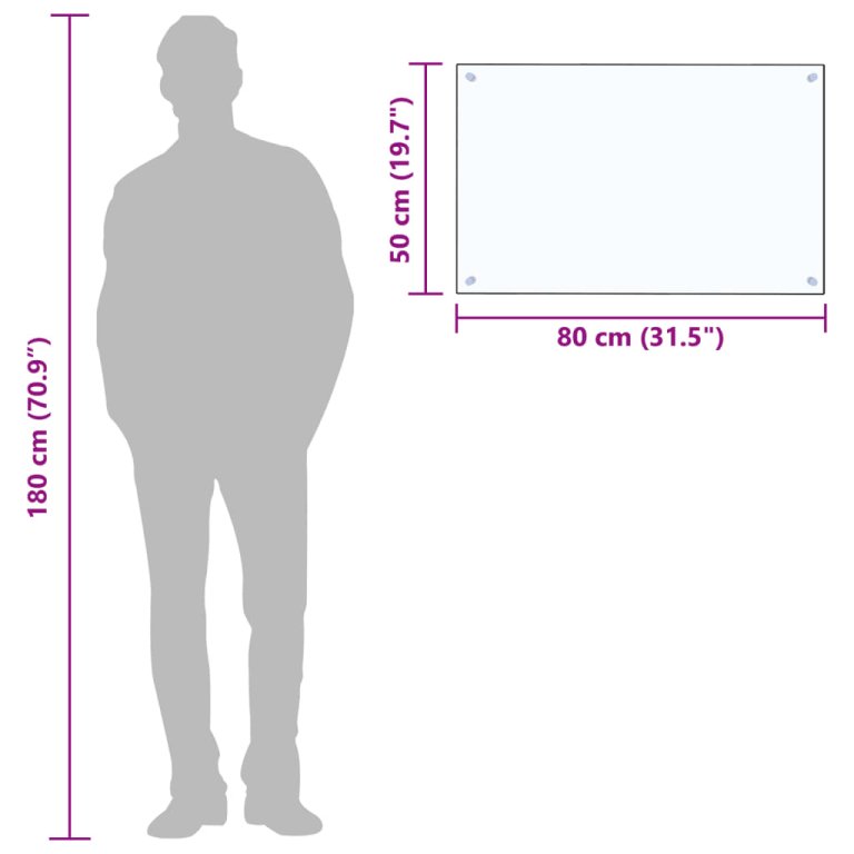 Kuhinjska zaštita od prskanja prozirna 80x50 cm kaljeno staklo