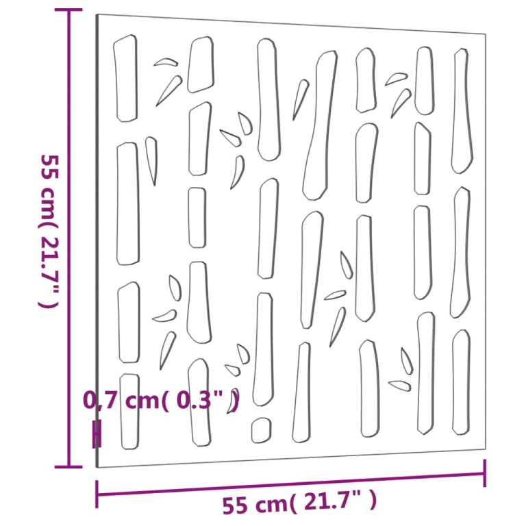 Vrtni zidni ukras 55 x 55 cm čelik COR-TEN s uzorkom bambusa