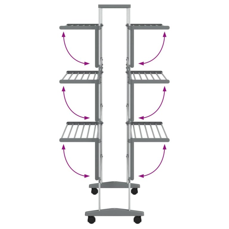 Stalak za sušenje rublja s kotačima 89x64x129 cm aluminijski