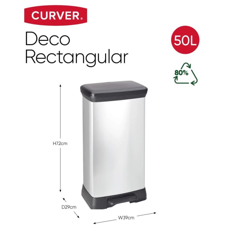 Curver kanta s papučicom Deco 50 L srebrna